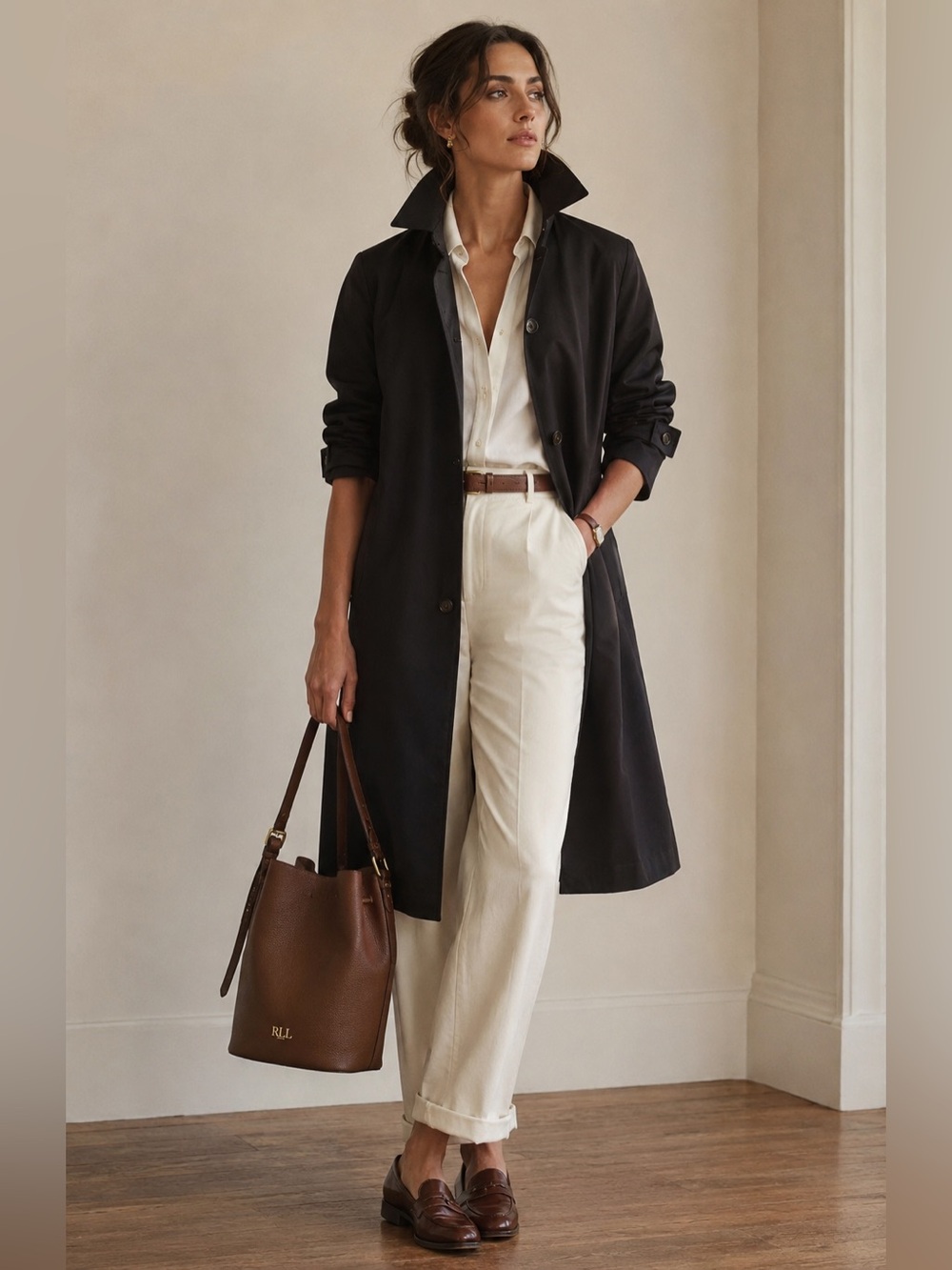 Classic Oak + Fort Black Trench Coat